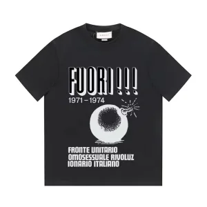 Designer Gucci Short-Sleeved T-Shirt Black Cotton Pure