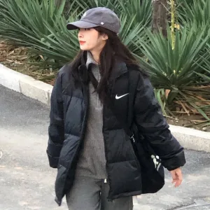 Super Clone Designer Nike Cotton-Padded Coat Black Cotton Winter Windproof Cuffs