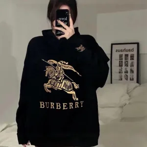 Reps Burberry Hoodie Red Double-Sided Fabric Winter Embroidery