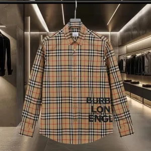 High Quality Luxury Burberry Plaid Long-Sleeved Shirt