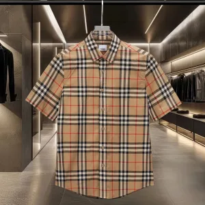 Aaa Designer Burberry Cotton Short-Sleeved Shirt
