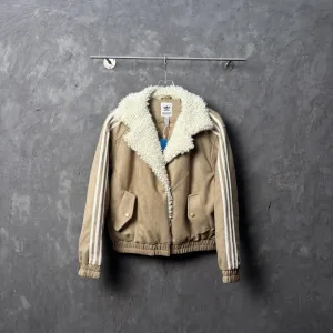 Luxury Adidas Coat Red Wool Lambswool Suede