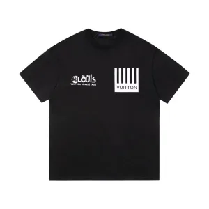 Designer Louis Vuitton Short-Sleeved T-Shirt Black Silk