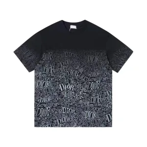 AAA Dior Short-Sleeved T-Shirt Black Cotton Pure High-Density Fabric Spring Summer