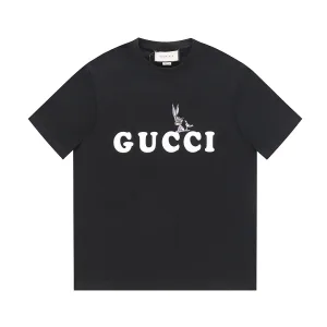 High Quality Gucci Short-Sleeved Shirts Ash Cotton Combed Ribbed Fabric