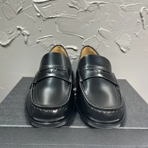 Designer Luxury Prada Loafers Black Genuine Leather Cowhide Spring Summer