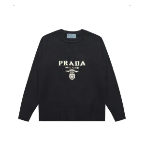 Reps Prada Sweater Black Simple And Versatile Elegant Style Winter