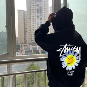 High Quality Stussy Hoodie Red Cotton Xinjiang Spring Autumn