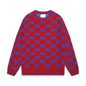 Designer Gucci Hoodies Red Cotton Jacquard