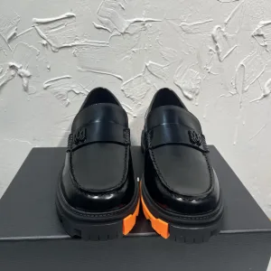 Designer Ami Derby Shoes Black Cowhide Spring Autumn Patch
