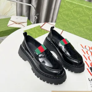 Designer Super Clone Gucci Loafers Red Patent Leather Rubber