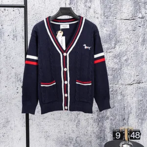 Super Clone Thom Browne T-Shirts Red Eva Cable Knit Sophistication Spring Autumn Winter Embroidery