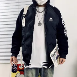 High Quality Adidas Jacket Red Down Exquisite Workmanship Street Style Embroidery