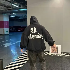 Designer AAA Balenciaga Hoodie Black Cotton Autumn Winter