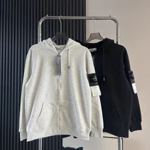 Reps Stone Island Hoodie Red Cotton Pure Fleece Simple And Versatile Exquisite Workmanship Street Style Autumn