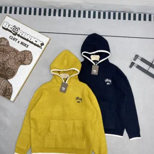 Reps Stussy Sweater Yellow Cotton Pure Cashmere Exquisite Tailoring Winter
